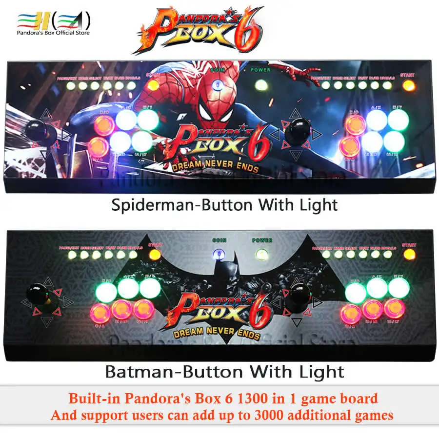 Pandora Box 6 1300 in 1 arcade game console kit arcade 2 players Can add 3000 games HDMI VGA usb joystick for pc video game ps3