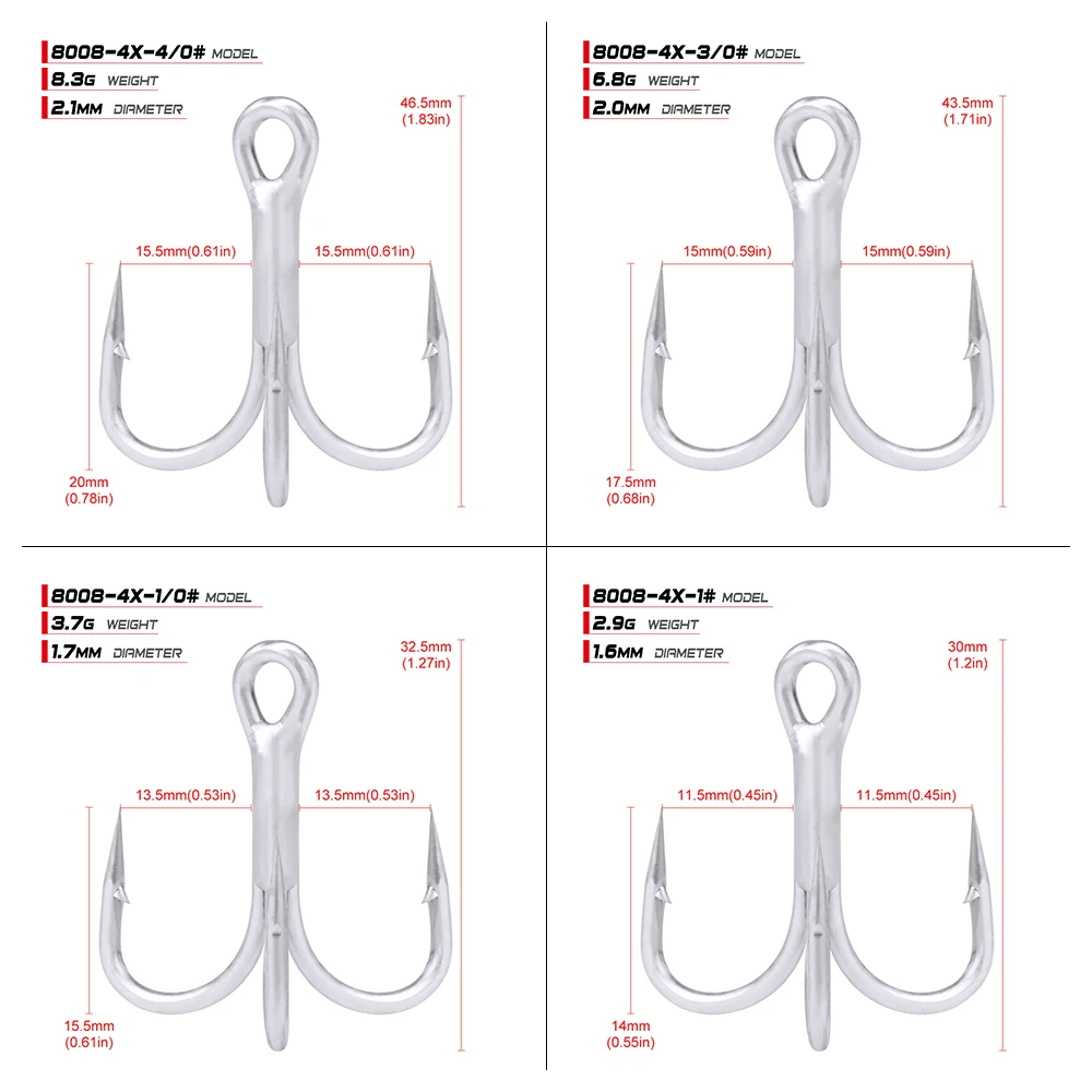 Матовый олова 4X50 шт./партия рыболовных крючков из высокоуглеродистой Сталь рыболовный крючок 4/0#-3/0#-1/0#1,#2#4# Тройной Крючок высокая прочность крюк