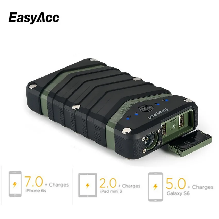 Внешний аккумулятор Easyacc 20000 мАч 18650 литиевый с 2 usb портами водонепроницаемый