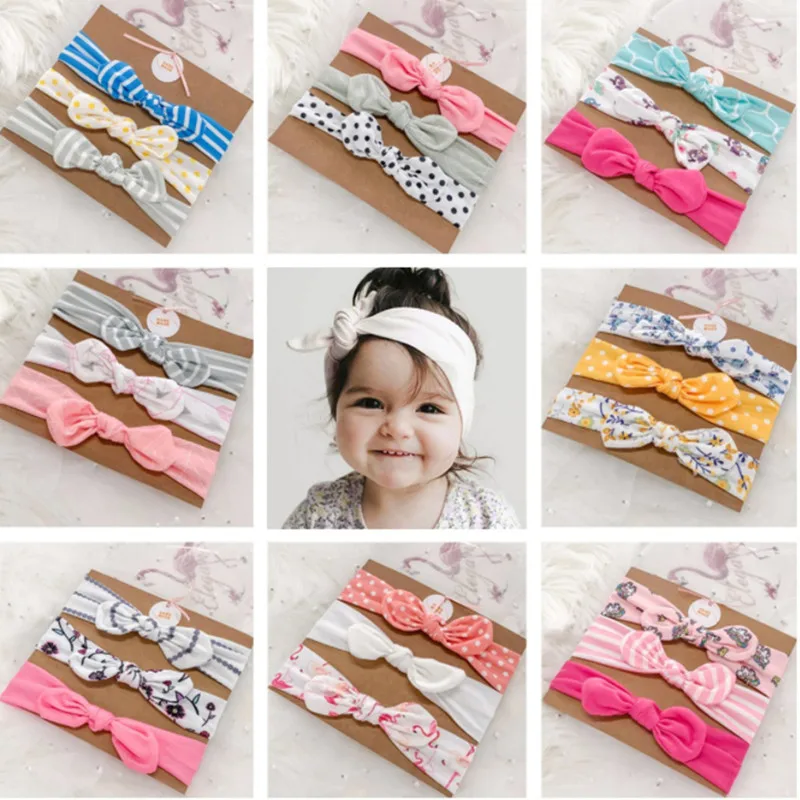 

3Pc/Set Baby Headband For Girls Flower Rabbit Ear Baby Big Bows Turban Baby Hair Accessories For Children Girl Hairband