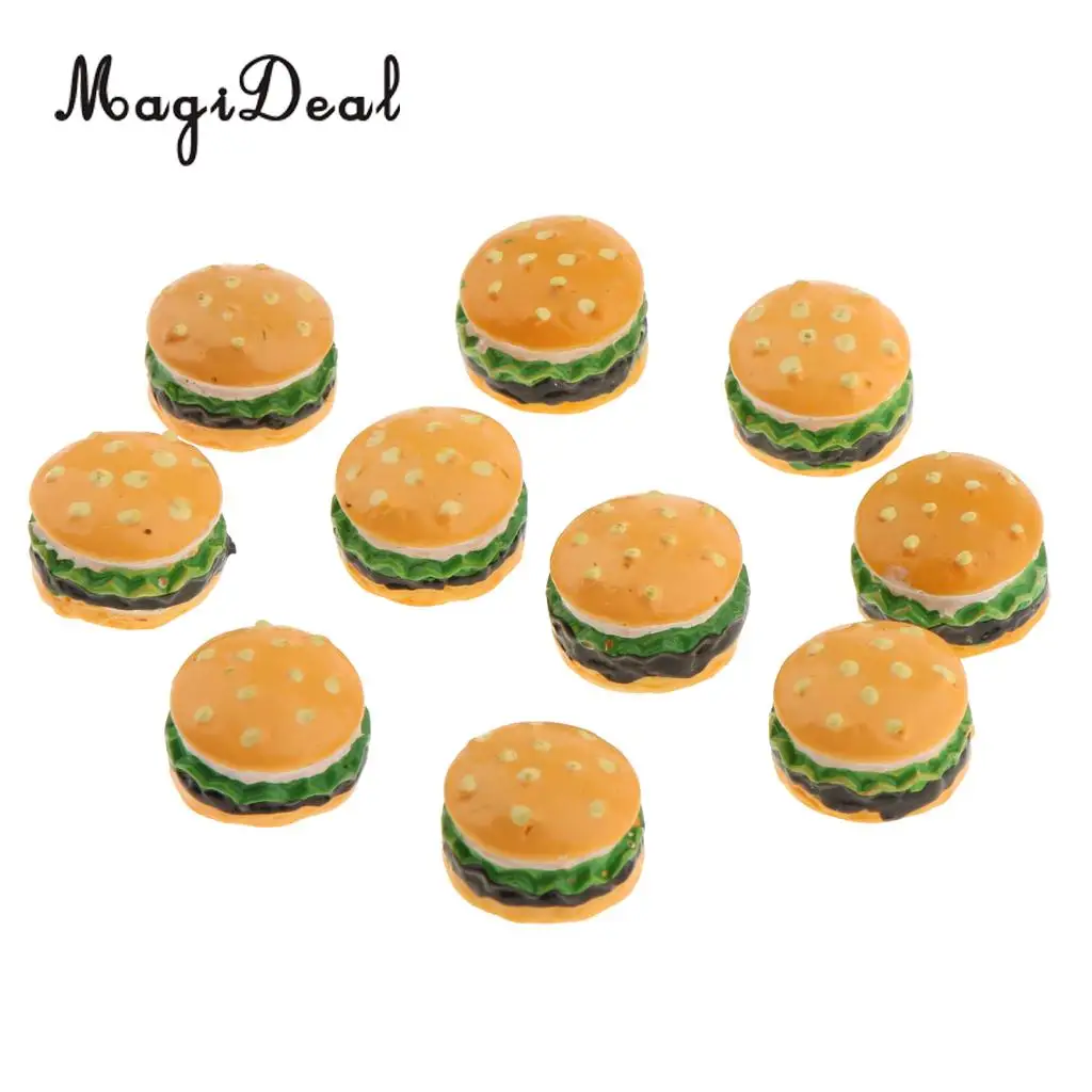 10Pcs/Lot Resin 1/12 Scale Hamburgers Bakery Dollhouse Miniature Store Breakfast Fast Food Kitchen Decor Children Toys 1.5cm