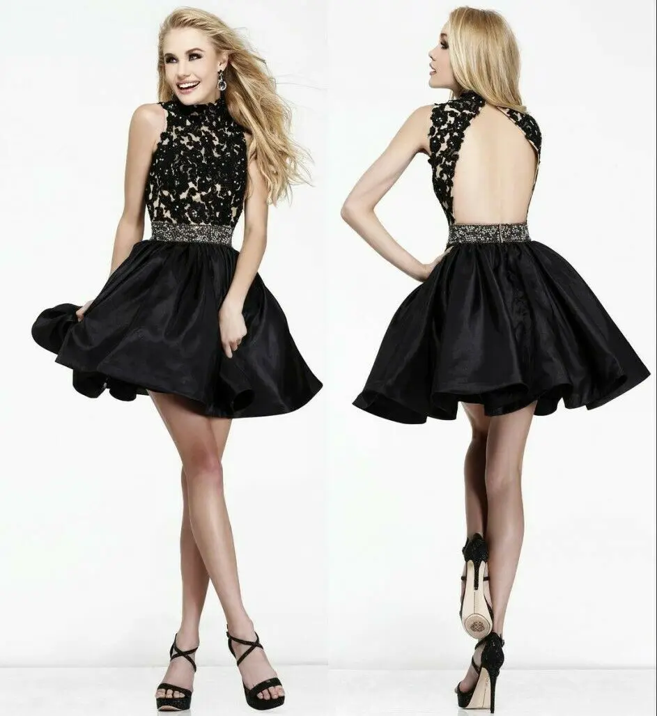 

Black Lace Short Homecoming Dress Cocktail Formal Party Dresses