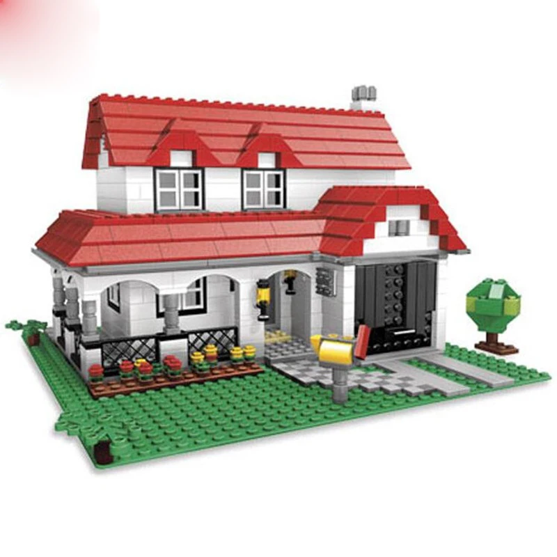 3 In 1 American House 24027 Set Creator Building Block Red Villa 3D Construction Toy Bricks Christmas Gift