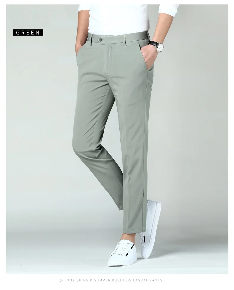 Fletiter/Брендовые мужские брюки повседневные мужские классические брюки в деловом стиле средний вес, прямые модные штаны до щиколотки
