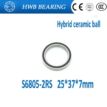 

Free shipping S6805-2RS stainless steel 440C hybrid ceramic deep groove ball bearing 25x37x7mm S6805 RS S61805