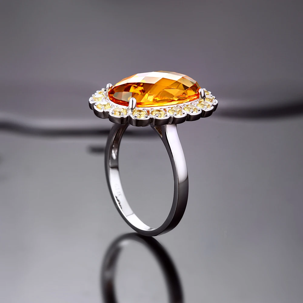 Unplated 14k White Gold 5.90ct Oval Flawless IF Citrine 0.77ct Yellow Sapphires Engagement Ring