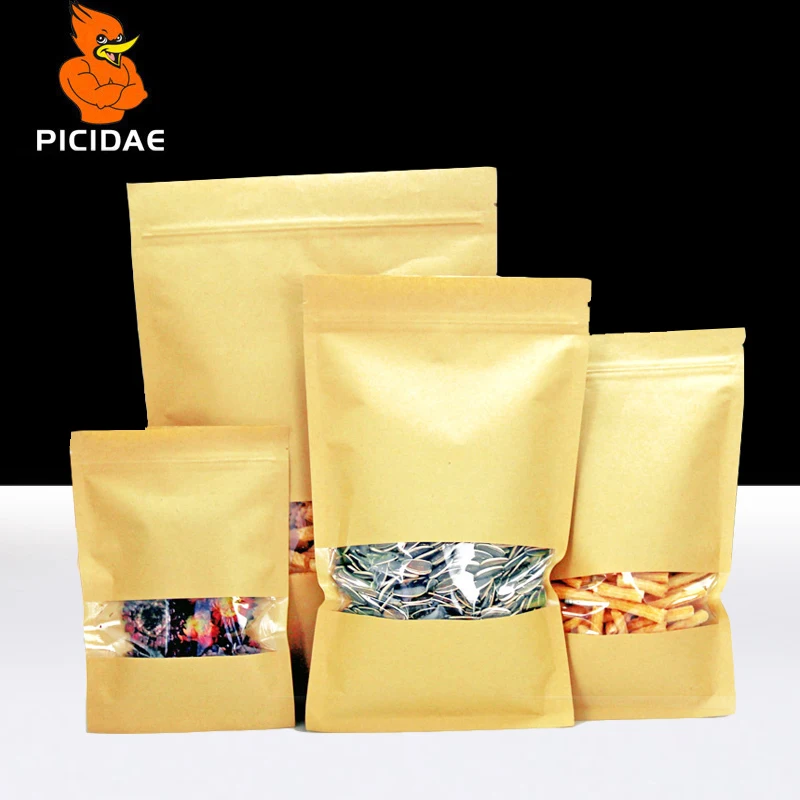 

Flat Kraft paper zip lock bottom Storage Packing bag Aluminum foil dried fruit goods meat nut food Cookie coffee zipper Reseal