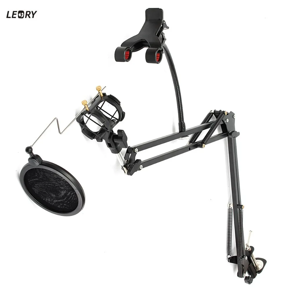 

LEORY Professional Adjustable Microphone Stand Recording Microphone Foldable Suspension Boom Scissor Arm Mic Bracket Holder