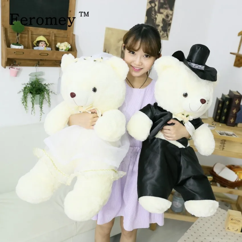 

20/40/60cm Wedding Bear Couples Plush Doll Toys Teddy Bear Stuffed Doll Wedding Gift For Bride & Groom Girlfriend