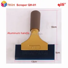 QH-01, Золотой Алюминиевый скребок с короткой ручкой, скребок с алюминиевой ручкой с голубыми резиновыми лезвиями