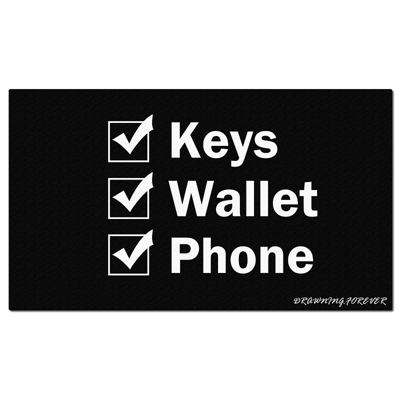 Keys Phone Wallet Entrance Doormat Door Mat Funny Outside Rubber Non Slip Rugs for Home Decor Anti-Slip Non-woven Fabric | Дом и сад