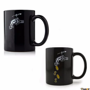 

1Piece Gold Coin Creative Millionaire Money Coffee Drinking Mug Color Changing Ceramic Mug Cup Home Office Drinkware Unique Gift