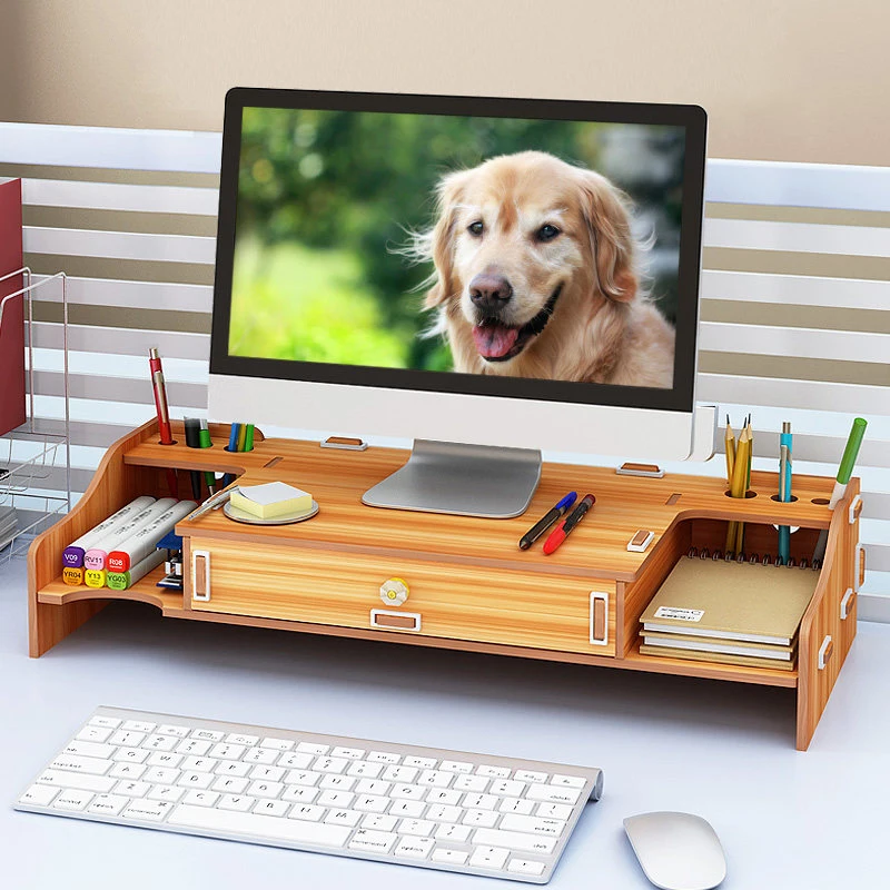 Computer Monitor Stand Wooden Desktop Monitor Stand Riser