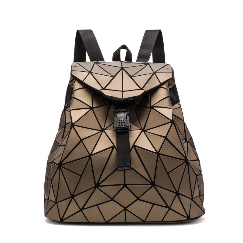 Bao, женский рюкзак, светящийся, на шнурке, женский, повседневный рюкзак, геометрические рюкзаки, складные школьные сумки для девочек-подростков, Mochila - Цвет: Brown