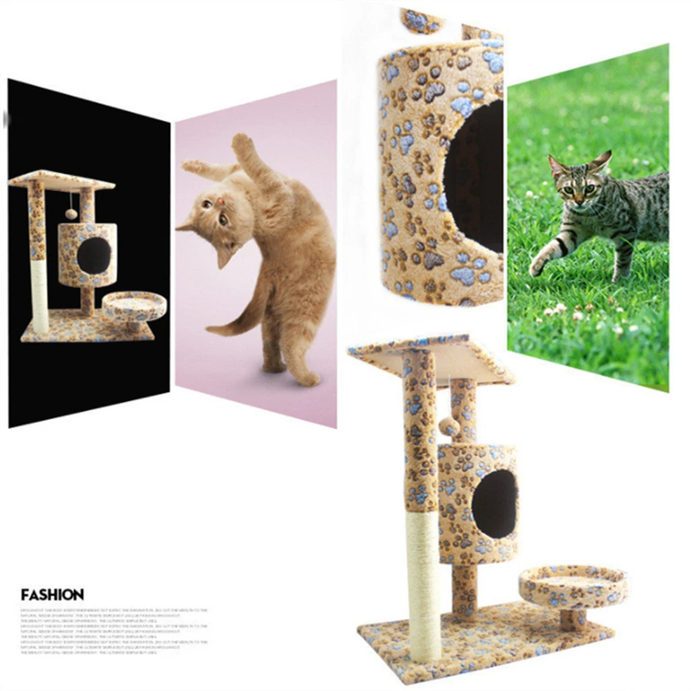 

DHL Free Hateli Large Cat Climbing Frame Cat Tree Wooden Cat Scratch Scratching Column Jumping Platform Sisal