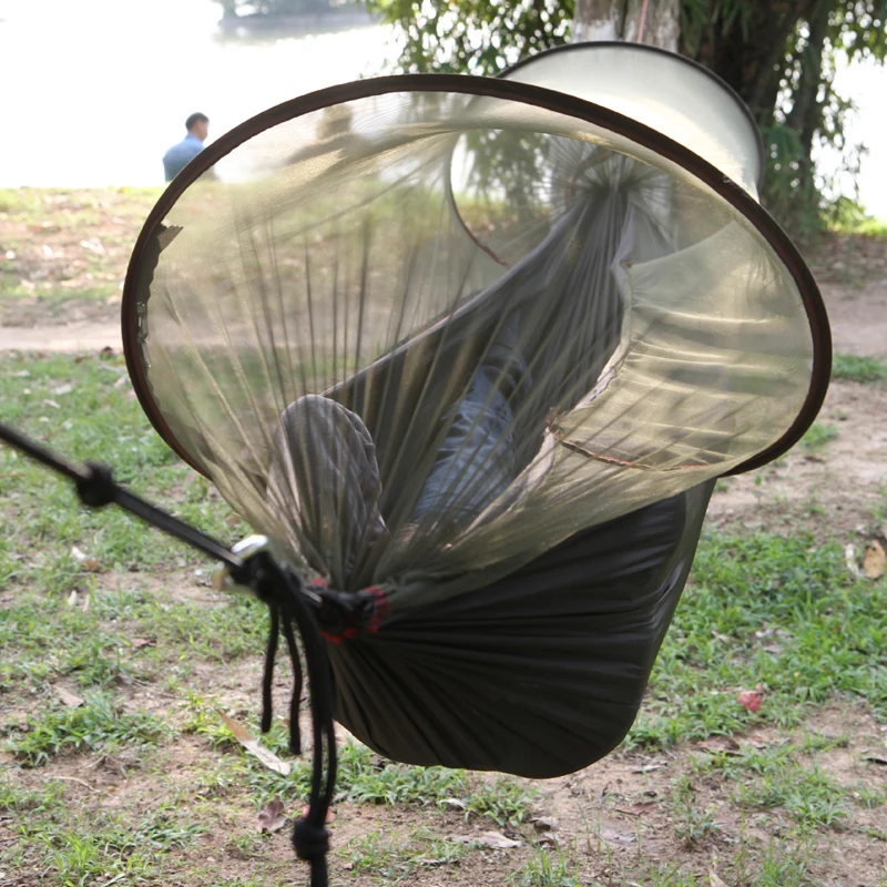  Portable High Strength Parachute Fabric Camping Hammock Hanging Bed With Mosquito Net Sleeping Hamm