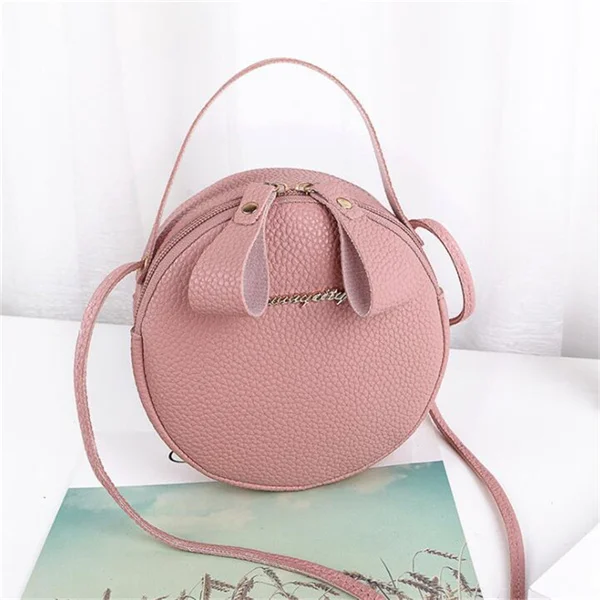 Yogodlns, круглая форма, женская сумка на плечо, хорошее качество, из искусственной кожи, сумка через плечо, для девушек, шикарный кошелёк, сумки, чистый цвет - Цвет: Pink
