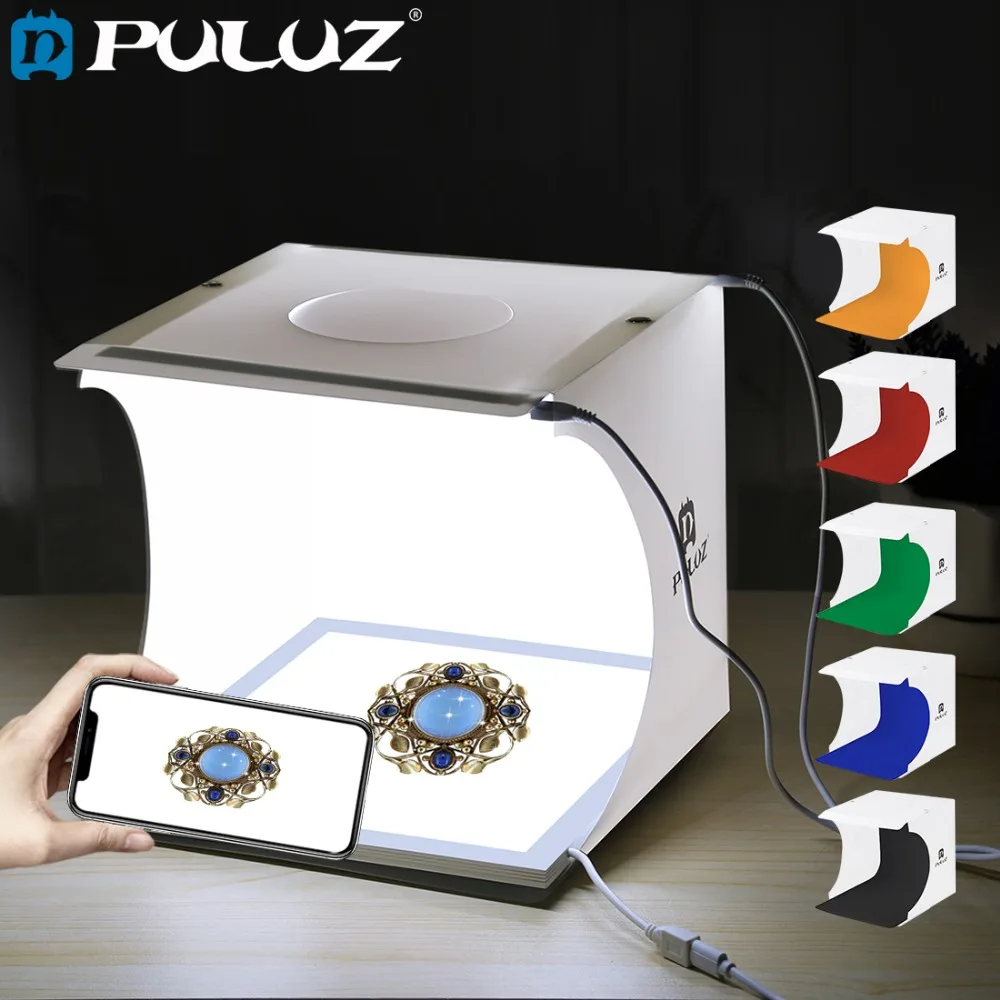 Comprar PULUZ Mini 22,5 LED fotografía sin sombras lámpara de luz inferior cojín de panel + 2 paneles LED 20CM caja de luz para estudio fotográfico