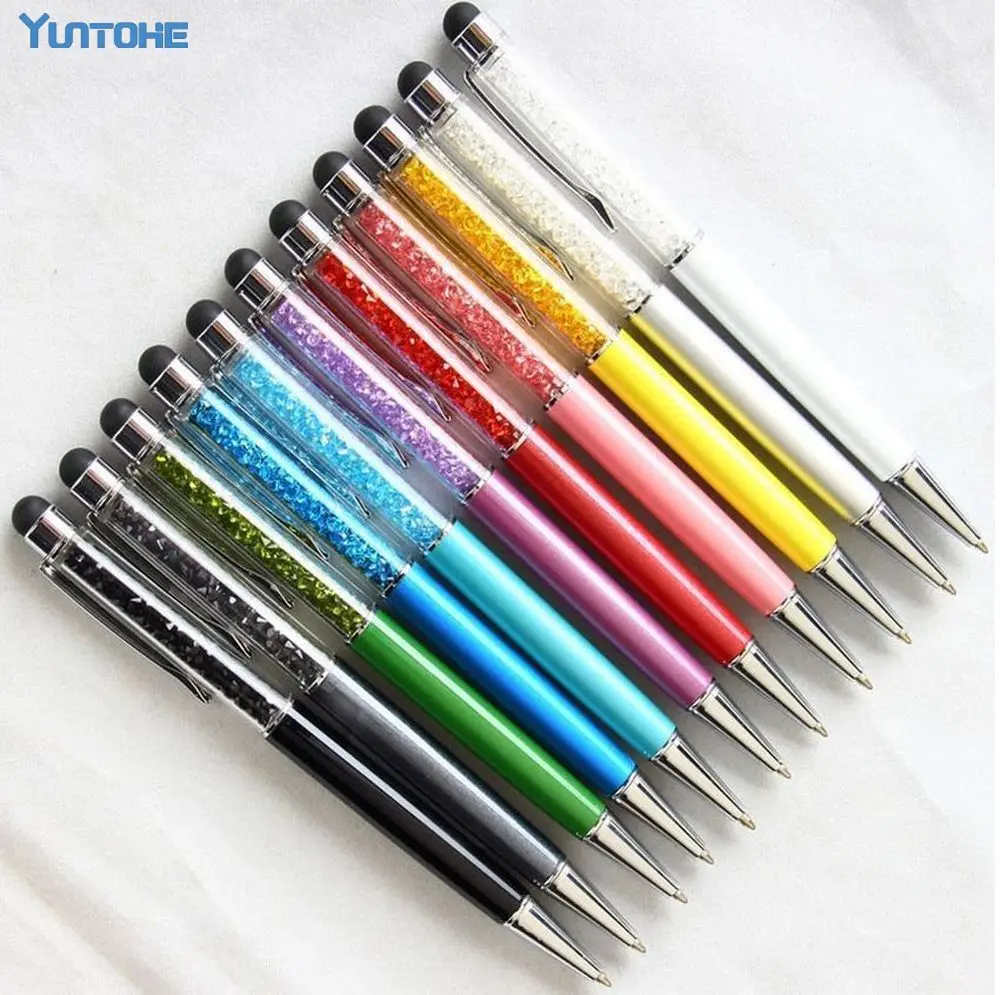 

Wholesale 500pcs/Lot Crystal 2 in 1 Colorful Crystal Capacitive Touch Stylus Ball Pen For Apple iPad Air Mini iPhone 7 6 plus 5