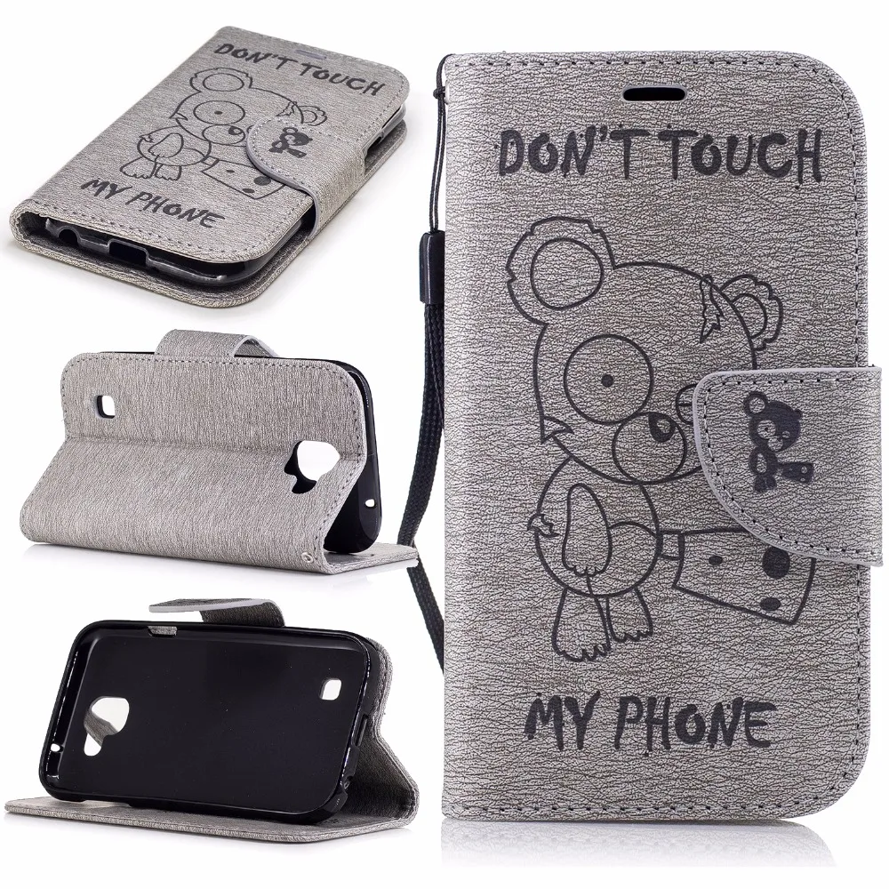 Симпатичные Окрашенные shy медведь pu leather case For LG K3 2017 don't touch my телефон стенд