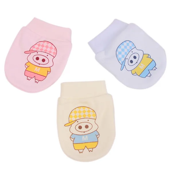 Мягкие перчатки для новорожденных; милые хлопковые перчатки с рисунками из мультфильмов для От 0 до 6 месяцев; варежки для маленьких девочек и мальчиков