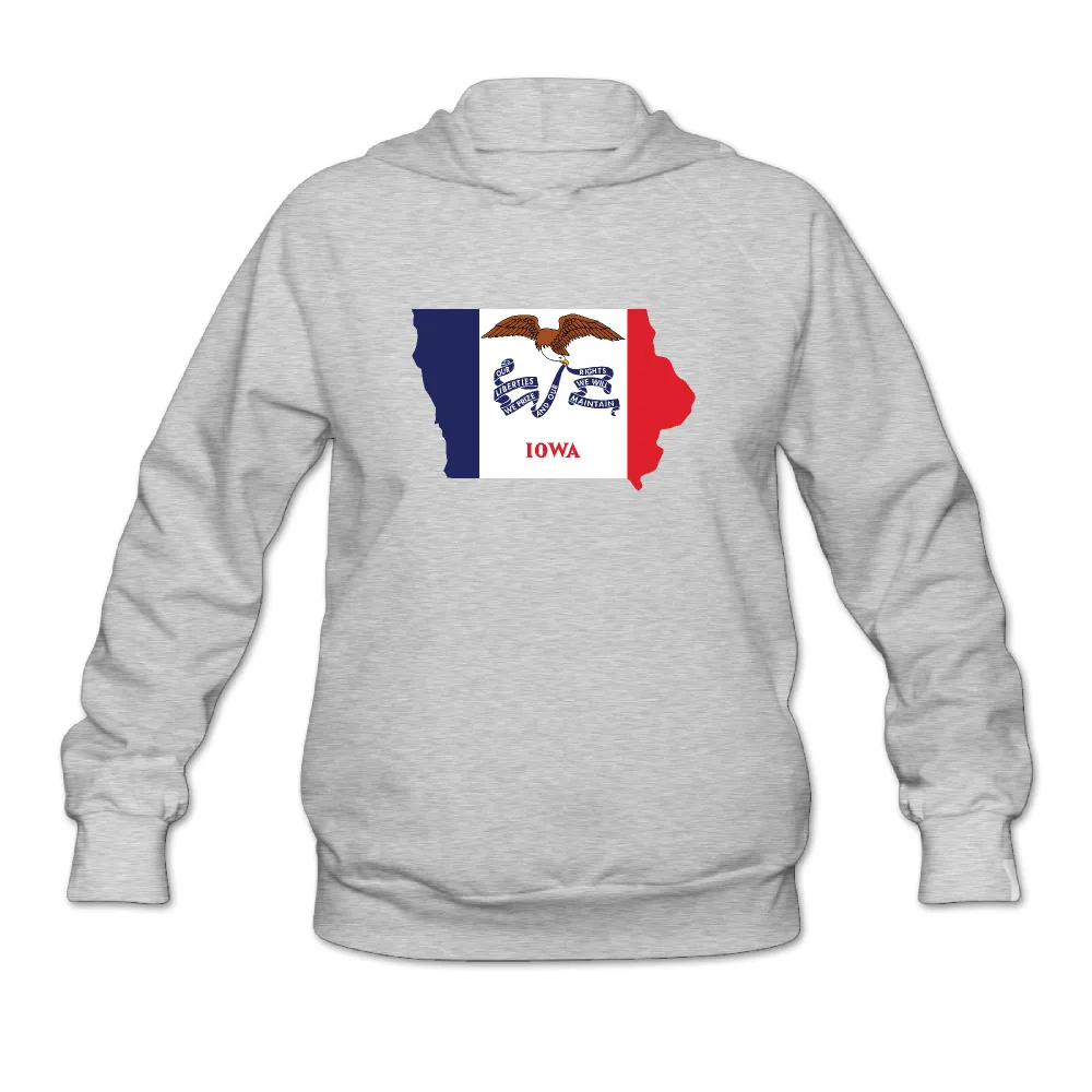 Iowa Map Flag 01 women Long Sleeve Hooded Sweatshirt Customized style