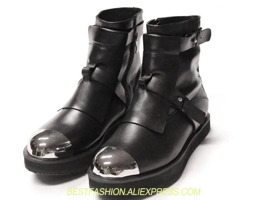 

Europe and the United States leather thick-soled short boots round head men boots Height Increasing shoes
