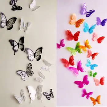 

18 pcs 3D Butterfly Decor Fashion Door Decals Crystal Wall Stickers Festival Decal Decor Black and Colourful