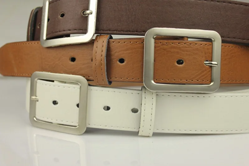 Free shipping pu leather belt good quality pin buckle 4 colors business trouser belts for men 