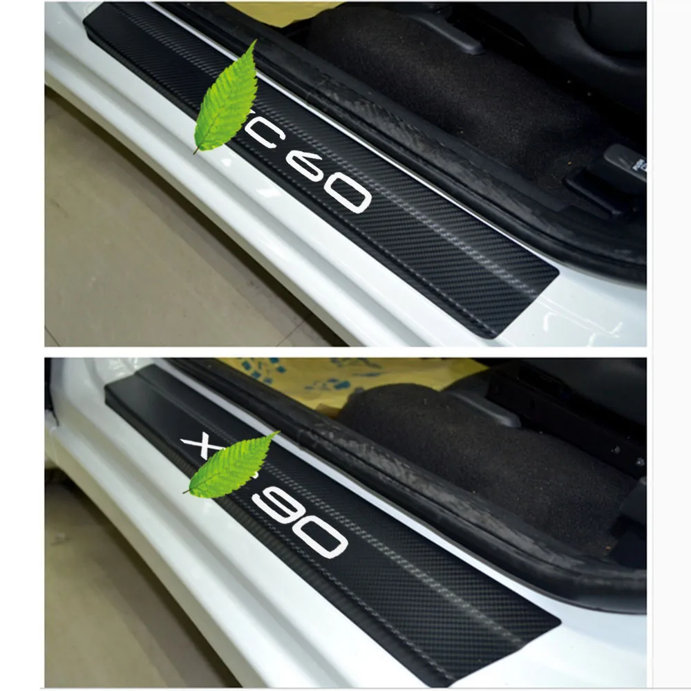 

4Pcs for Volvo XC XC60 XC90 Carbon Fiber Vinyl Sticker Door Sill Protector Pedal Scuff Plate Cover Car Styling Car Accessories