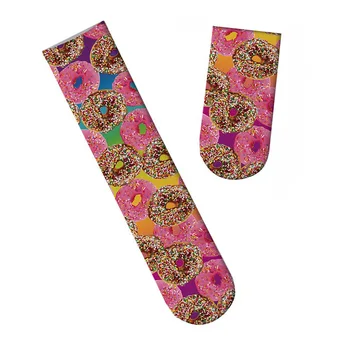 

3D HD Printed Funny Macarons Knee Socks Long Donuts Socks for Unisex Adult Kids Kawaii Cake Long Cotton Stocks Women