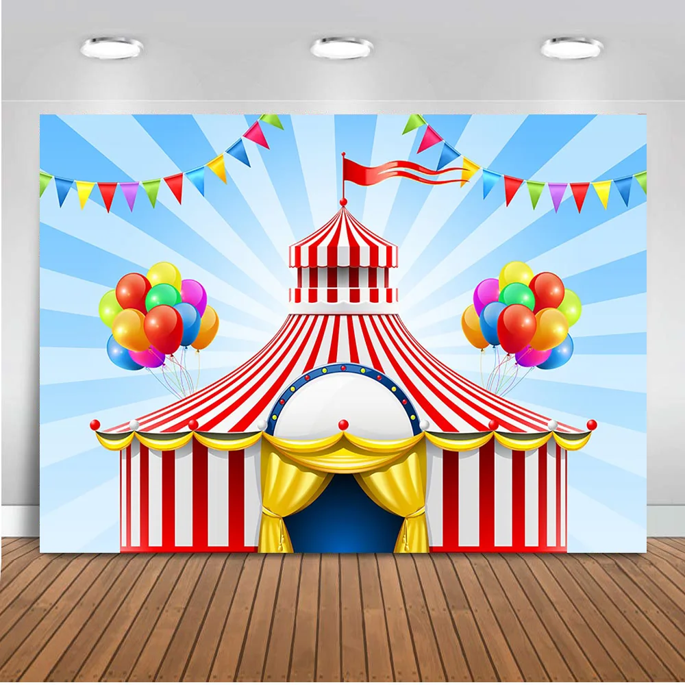 15x10ft Circus Tent Background Carnival Kids Birthday Party Banner
