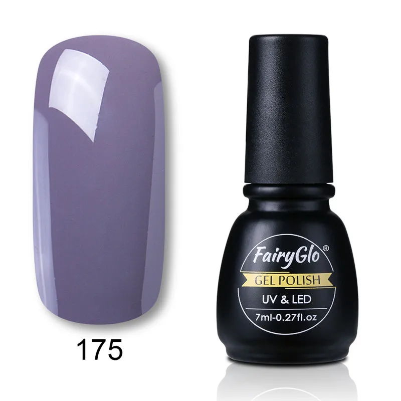 Fairyglo для ногтей лак 7 мл, флакон, черный цвет ногтей лак для ногтей Vernis режущей поверхностью, семиперманентный лак 194 Цвета, Гель-лак для ногтей - Цвет: 175