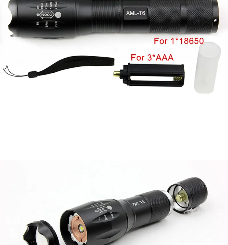 Ultra Bright Waterproof Hand Torch LED Flashlight CREE XML-T6 6000LM Zoomable Camping Hunting Lamp for Outdoor Bike Light 5 Mode (4)