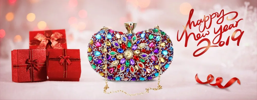 Chaliwini Новая роскошная женская сумка с разноцветными кристаллами и стразами для вечерние, женская вечерняя сумочка-клатч