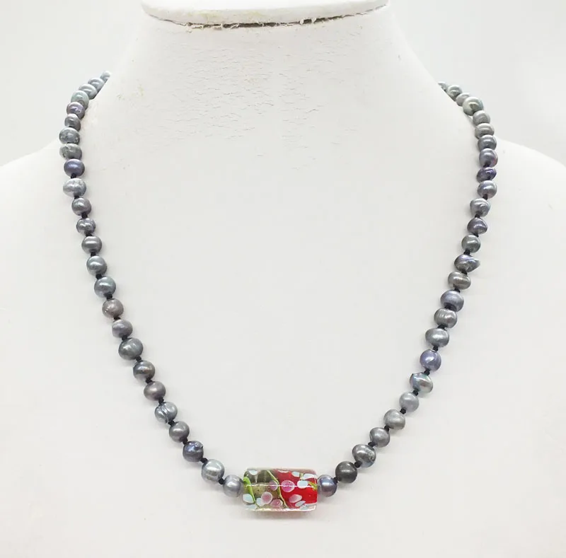 

2019-4-22-1307# Natural black pearl necklace 18"