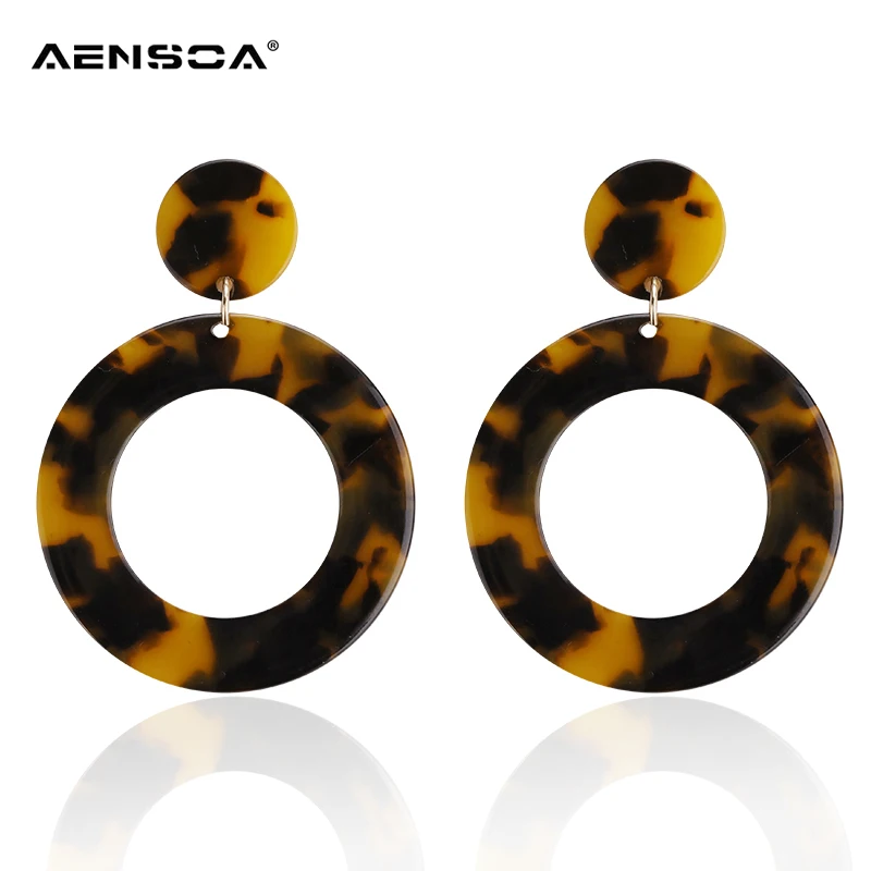 Женские леопардовые сережки AENSOA геометрические круглые из ацетата акрила