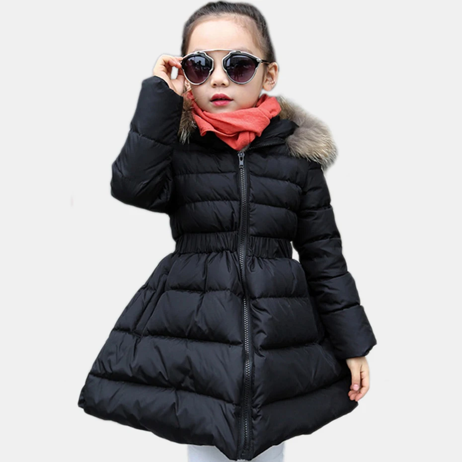 Зимнее пальто для девочек, парка с меховым капюшоном для девочек, толстые детские комбинезоны, теплая зимняя одежда для девочек 4, 6, 8, 12 лет, рождественский подарок
