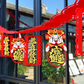 

2019 New Year Supplies Felt Non-Woven Stickers Fu Word Flower Shopping Mall Car decoration OX