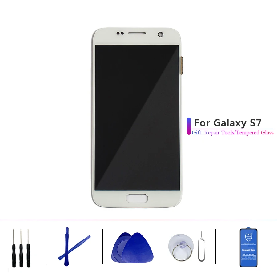 

ORIGINAL SUPER AMOLED for SAMSUNG Galaxy S7 LCD Display Touch Screen Digitizer Assembly G930 G930F with frame