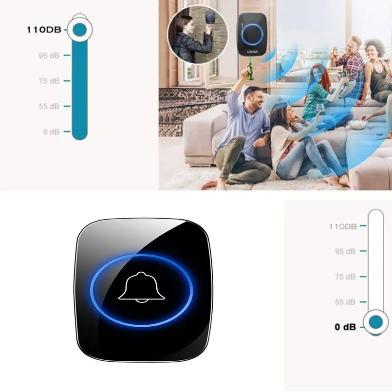 

New Home Doorbell Intelligent Wireless Doorbell Waterproof 300M Remote Smart Doorbell