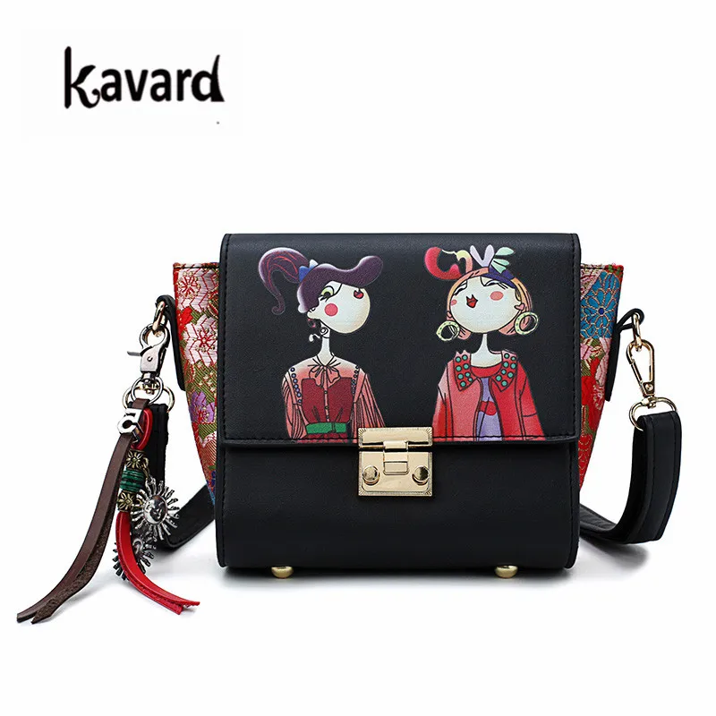 

Kavard Fashion Bags Handbags Women Famous Brands Women Messenger Bags Appliques Chinese Style Small Shoulder Bag Sac Female Tote