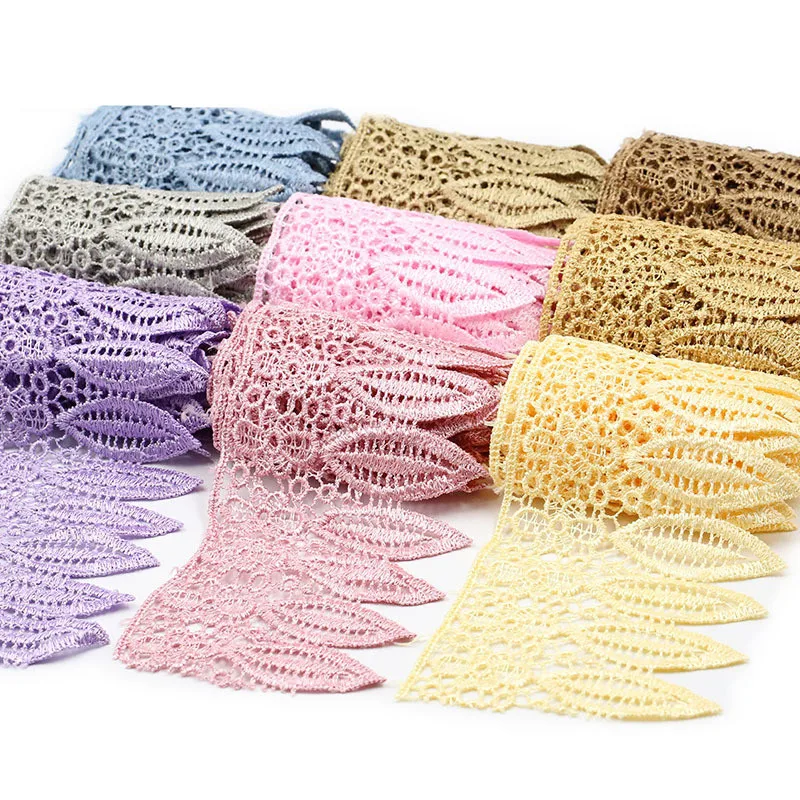 

2 yard Crochet Embroidery Lace Trim Ribbon Leaf Wide 9CM DIY Embroidery Decorative Embroidery Applique Clothes Fabric