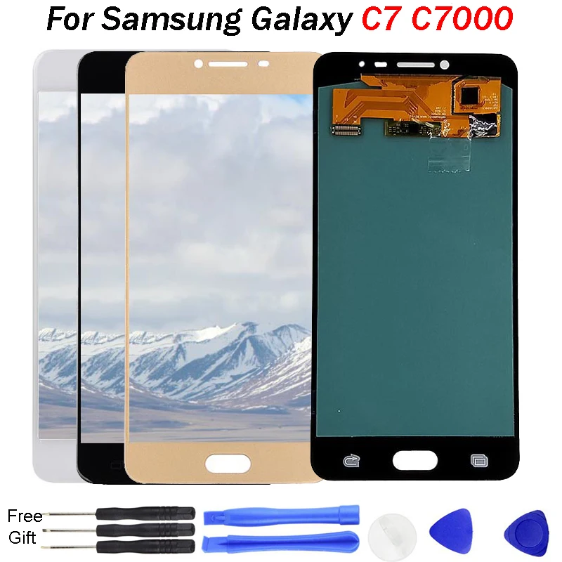 

For samsung galaxy c7 lcd replacement SM-C7000 Super AMOLED Display Touch Screen Digitizer Assembly C7000 LCD screen C7 ekran