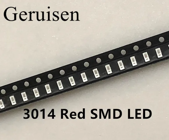 100 шт/3014 SMD LED чип красный ультра яркий 0 1 Вт 6 8LM 30mA 3V поверхностное крепление