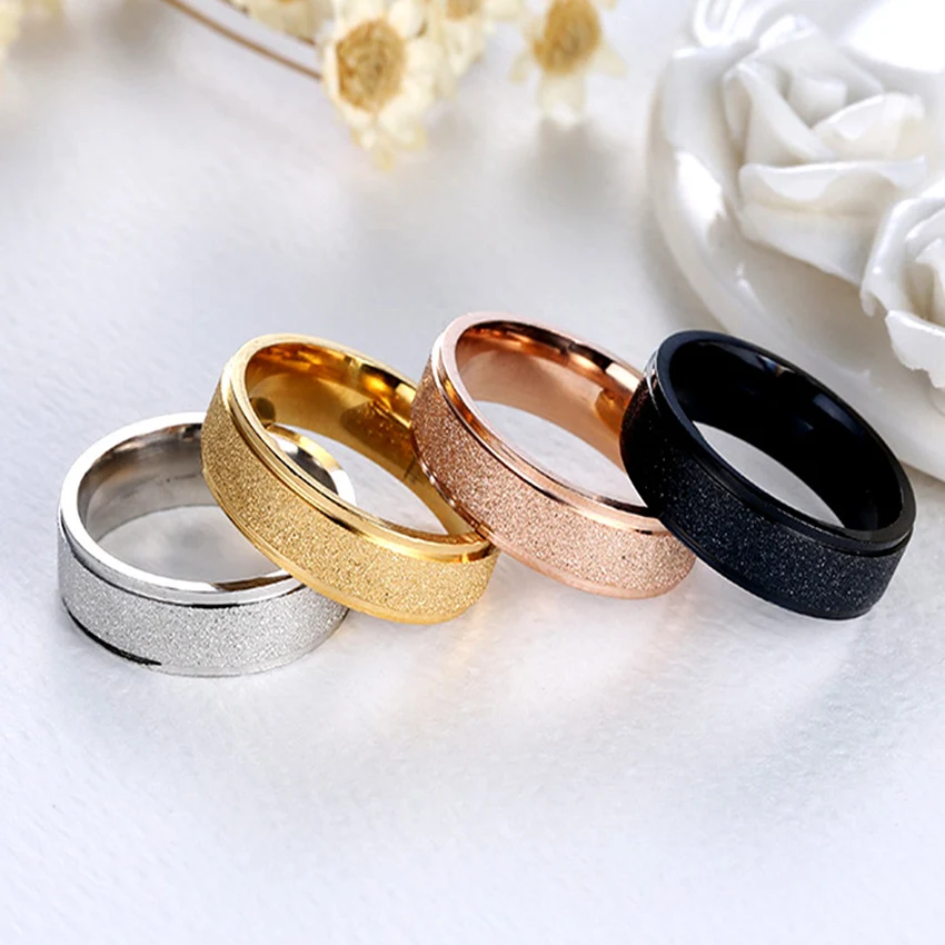 Новое матовое гладкое мужское Золотое кольцо из нержавеющей стали, модное серебряное/черное/цветное/розовое золото, женское кольцо для пары