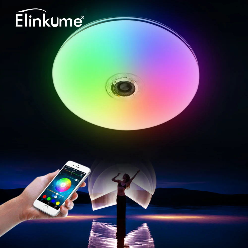 

Modern Smart LED Ceiling Light RGB Living Room 32W Bluetooth Speaker Lustre Music Party Lamp Acrylic Bedroom Decor Fixture
