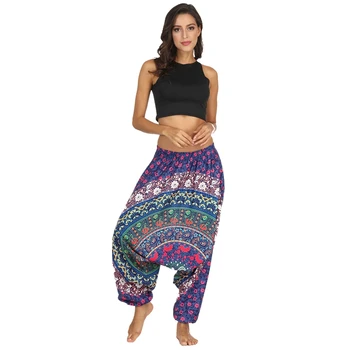 

4 Styles Women Pope Loose Harem Pants Vintage Graphic Print Yo-ga Trousers Elastic Waist Casual Summer Wide Leg Pants Dropship