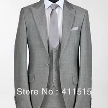 Дизайн серый Peak жених смокинг жениха мужчины свадьба костюм / обычный человек платье жилет костюмы
