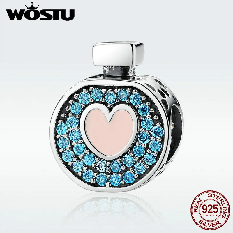 

100% 925 Sterling Silver Sweet Love Perfume Bottle Charm Beads Fit Original WST Bracelet Pendant Authentic Jewelry DXC094